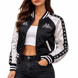 Kappa x Juicy Couture Satin Bomber Jacket Rhinestone Logo Size XL